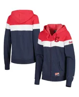 Women's New Era Heather Navy Cleveland Guardians Colorblock Full-Zip Hoodie Jacket