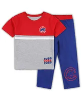 Toddler Boys and Girls Royal, Red Chicago Cubs Batters Box T-shirt and Pants Set