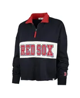 Women's '47 Brand Navy Boston Red Sox Remi Quarter-Zip Cropped Top