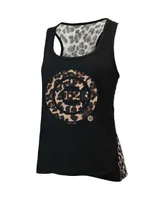 Women's Majestic Threads Black Chicago Cubs Leopard Tank Top