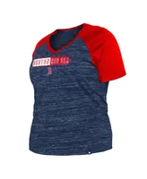 Women's New Era Navy Boston Red Sox Plus Space Dye Raglan V-Neck T-shirt