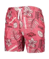 Men's Wes & Willy Cardinal Arkansas Razorbacks Vintage-Inspired Floral Swim Trunks