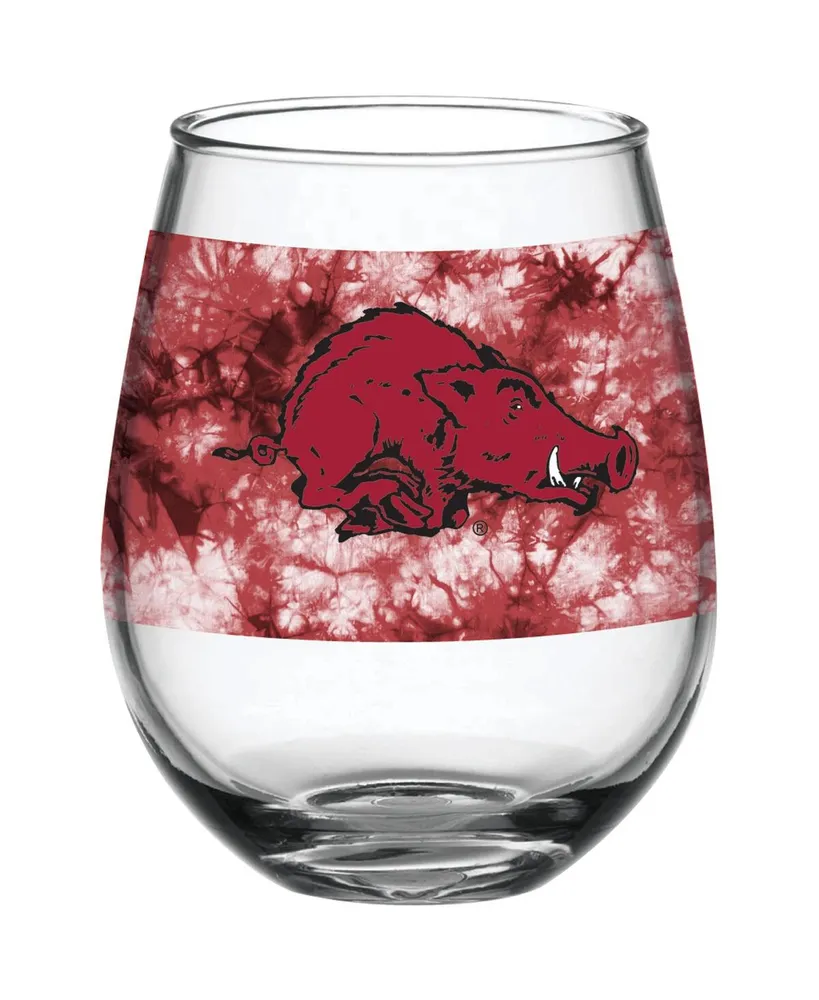 Arkansas Razorbacks 15 Oz Vintage-Inspired Tie-Dye Stemless Wine Glass