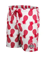 Men's Colosseum White, Scarlet Ohio State Buckeyes Pineapple Swim Shorts