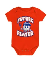 Infant Boys and Girls Orange, Royal, White New York Mets Minor League Player Three-Pack Bodysuit Set