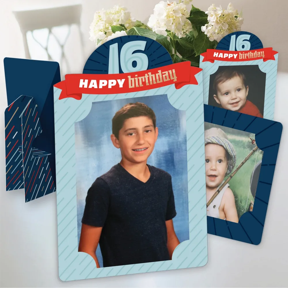 Boy 16th Birthday Sweet Sixteen Birthday Party 4x6 Paper Photo Frames 12 Ct