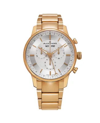 Alexander Men's Chieftain Gold-Tone Stainless Steel , Silver-Tone Dial , 42mm Round Watch - Gold