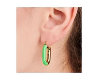 Women's Oval Enamel Hoop Earrings