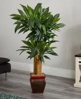 Nearly Natural 4.5' Cornstalk Dracaena Real Touch Artificial Plant in Vase