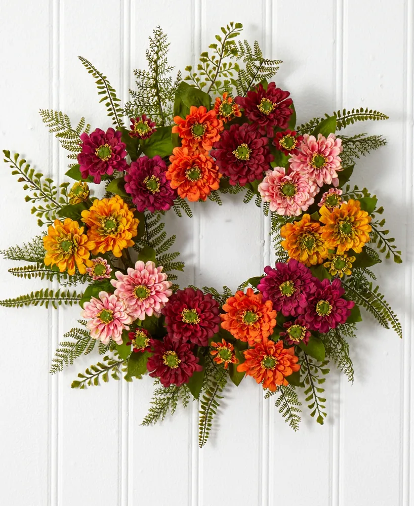 Nearly Natural Mixed Flower Wreath