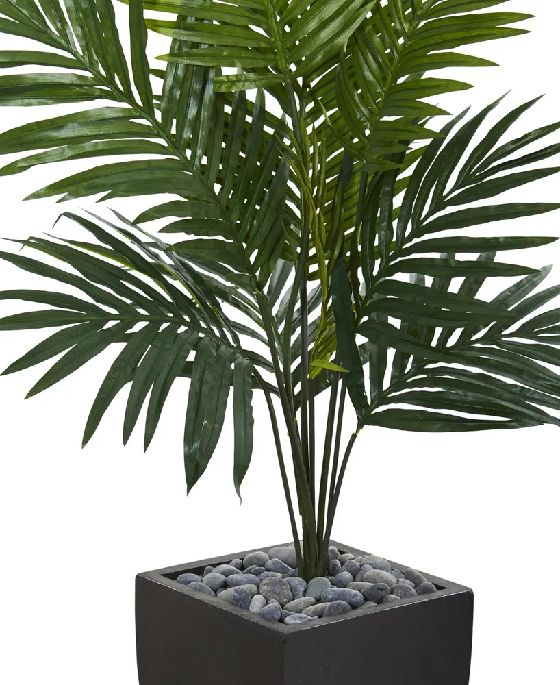 Nearly Natural 4.5' Kentia Palm Artificial Tree in Black-Washed Planter