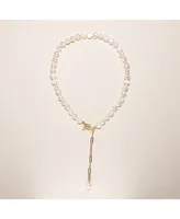 18K Gold Plated Paper Clip Chain with Freshwater Pearls