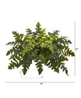 Nearly Natural 32in. Holly Fern Artificial Ledge Plant