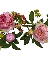 Nearly Natural 60" Mixed Peony and Berry Garland
