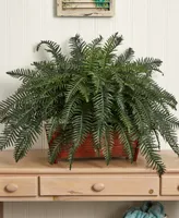 Nearly Natural River Fern w/ Wood Planter