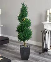 Nearly Natural 5.5' Cypress Spiral Artificial Tree in Black Wash Planter Uv Resistant