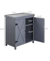 Outsunny Wooden 36.25 in x 31.5 in Garden Storage Tool Shed with Galvanized Top,