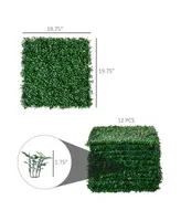 Outsunny 12 Pcs 20" x 20" Artificial Boxwood Panels Topiary Wall Greenery Backdrop