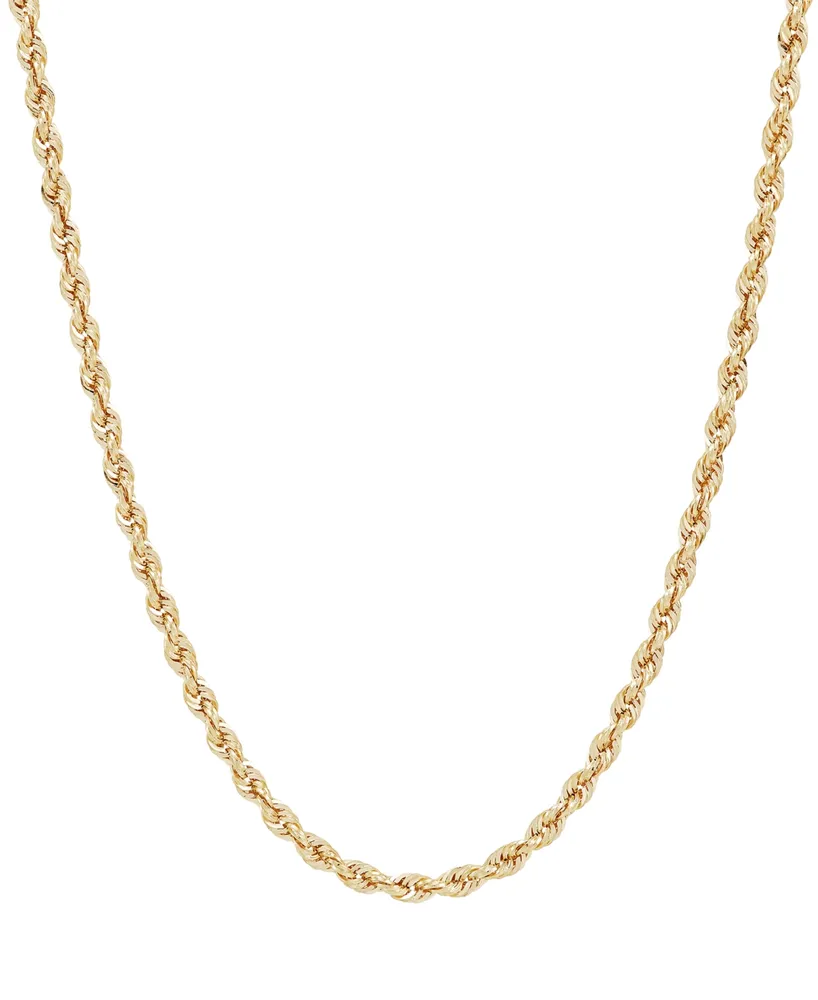 14k Gold Diamond-Cut Rope Chain 20" Necklace (2-1/2mm)
