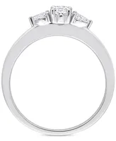 Diamond Oval- & Pear-Cut Three Stone Engagement Ring (1/2 ct. t.w.) 14k White Gold