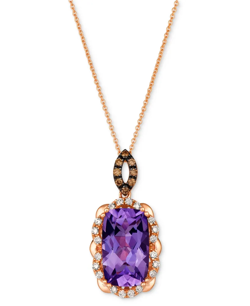 Le Vian Grape Amethyst (5-1/10 ct. t.w.) & Diamond (1/3 ct. t.w.) Pendant Necklace in 14k Rose Gold, 18" + 2" extender