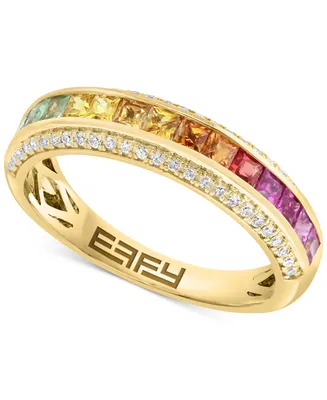Effy Multi-Sapphire (1/2 ct. t.w.) & Diamond (1/6 ct. t.w.) Band in 14k Gold