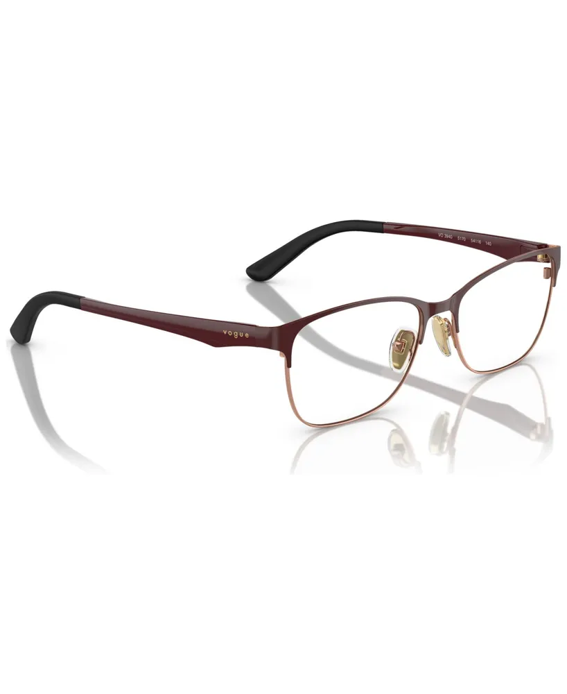 Vogue Eyewear Women's Square Eyeglasses, VO3940 54 - Top Bordeaux, Rose Gold