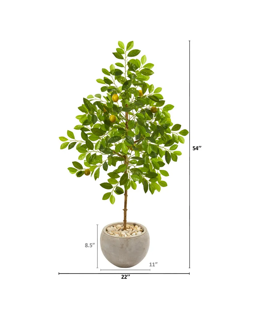 Nearly Natural 54" Lemon Artificial Tree in Sand Colored Planter