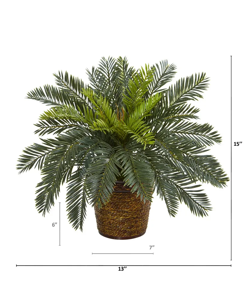 Nearly Natural 15" Cycas Artificial Plant in Basket