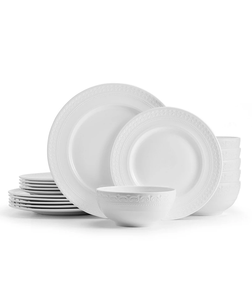 Mikasa Embossed Crown Bone China 18 Piece Dinnerware Set, Service for 6