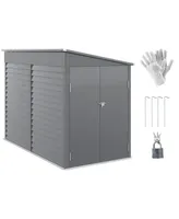 Outsunny 5' x 9' Steel Outdoor Storage Shed, Lean to Shed, Metal Tool House with Floor Foundation, Lockable Doors, Gloves and 2 Air Vents for Backyard