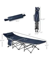 Outsunny 2 Person Camping Cot for Adults w/ Bag, Hunting Fishing Trip Bed,