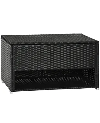 Outsunny Outdoor Deck Box & Waterproof Shoe Storage, Pe Rattan Wicker Towel Rack with Liner for Indoor, Outdoor, Patio Furniture Cushions, Pool, Toys