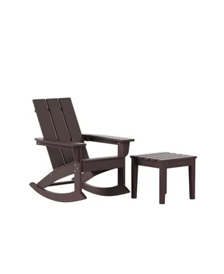 Modern Adirondack Outdoor Rocking Chair with Side Table Set