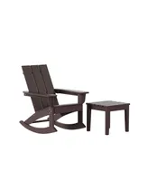 WestinTrends Modern Adirondack Outdoor Rocking Chair with Side Table Set