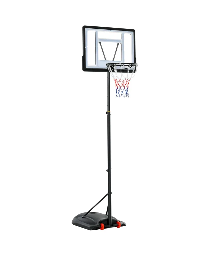 Soozier Basketball Hoop System Stand with Height Adjustable 5.5FT-7.5FT, Portable Wheels, Upgraded Base for Indoor Outdoor Use