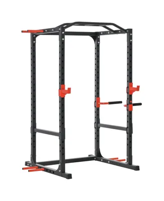 Soozier Adjustable Power Tower Dip Station Pull Up Bar Squat Rack Power Cage At Home Workout Equipment, Upper Body Strength Training Equipment