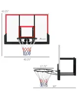 Soozier Wall Mounted Basketball Hoop, Mini Hoop Basketball Goal with 43" x 30" Shatter Proof Backboard, Durable Bracket and All Weather Net for Outdoo