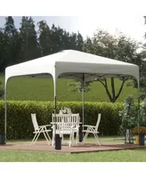 Outsunny 10' x 10' Pop Up Canopy with Adjustable Height, Foldable Gazebo Tent with Carry Bag with Wheels and 4 Leg Weight Bags for Outdoor Garden Pati