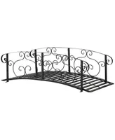 Outsunny 6' Metal Arch Backyard Garden Bridge, Safety Siderails, Arc Footbridge for Backyard Creek, Stream, Pond, Black