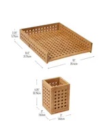 Mind Reader Lattice Collection, Paper Tray and Pen Cup Set, Office, Rayon from Bamboo