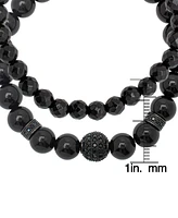 2-Pc. Set Black Onyx Small & Large Bead Stretch Bracelets