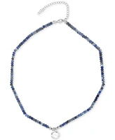 Sodalite & Cubic Zirconia Beaded Pendant Necklace in Sterling Silver, 15" + 3" extender