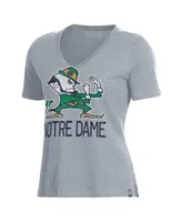 Women's Under Armour Heathered Gray Notre Dame Fighting Irish Logo Performance V-Neck T-shirt