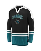 Men's Fanatics Black, Teal San Jose Sharks Iconic Slapshot Long Sleeve T-shirt