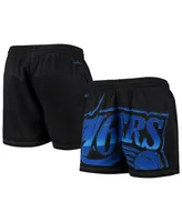 Women's Mitchell & Ness Black Philadelphia 76ers Big Face 4.0 Mesh Shorts