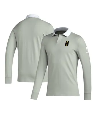 Men's adidas 2023 Player Gray Columbus Crew Travel Long Sleeve Polo Shirt