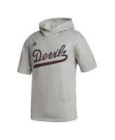 Men's adidas Heather Gray Arizona State Sun Devils Modern Classics Baseball Icon Tri-Blend Short Sleeve Pullover Hoodie