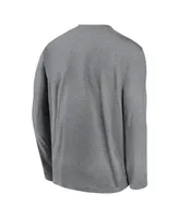 Men's Nike Heather Gray New York Yankees Authentic Collection Team Logo Legend Performance Long Sleeve T-shirt