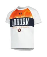 Big Boys and Girls Under Armour White Auburn Tigers Gameday Print Raglan T-shirt